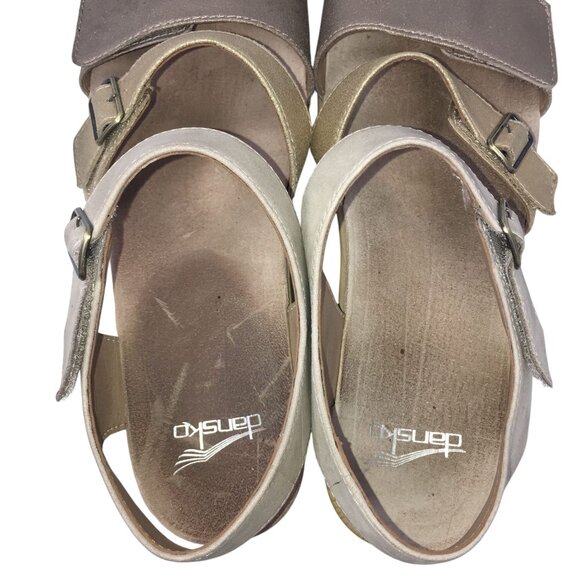 Dansko Malena Metallic Multi Leather Strappy Wedge Sandals Size 40 US 10-10.5 - Picture 5 of 14